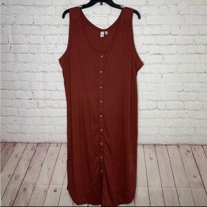 SUSINA Womens Terracotta Brown Sleeveless Long Button Down Vest Plus Size 2X